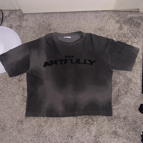 ZARA ARTFULLY PREMIUM WAFFLE KNIT CROP BOX TEE - Picture 1 of 4
